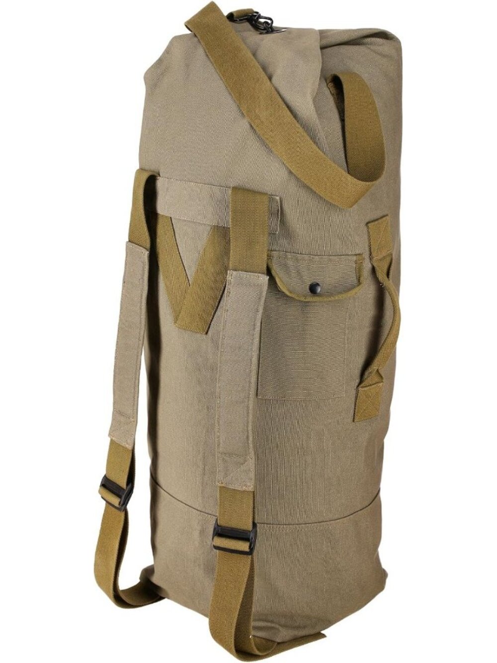 Heavy Duty Olive Military Rucksack Duffel Bag - Water Resistant, Gym, Travel